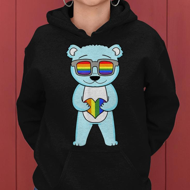 Lgbt Supporter Bear Rainbow Gay Pride Lgbt Heart Women Hoodie