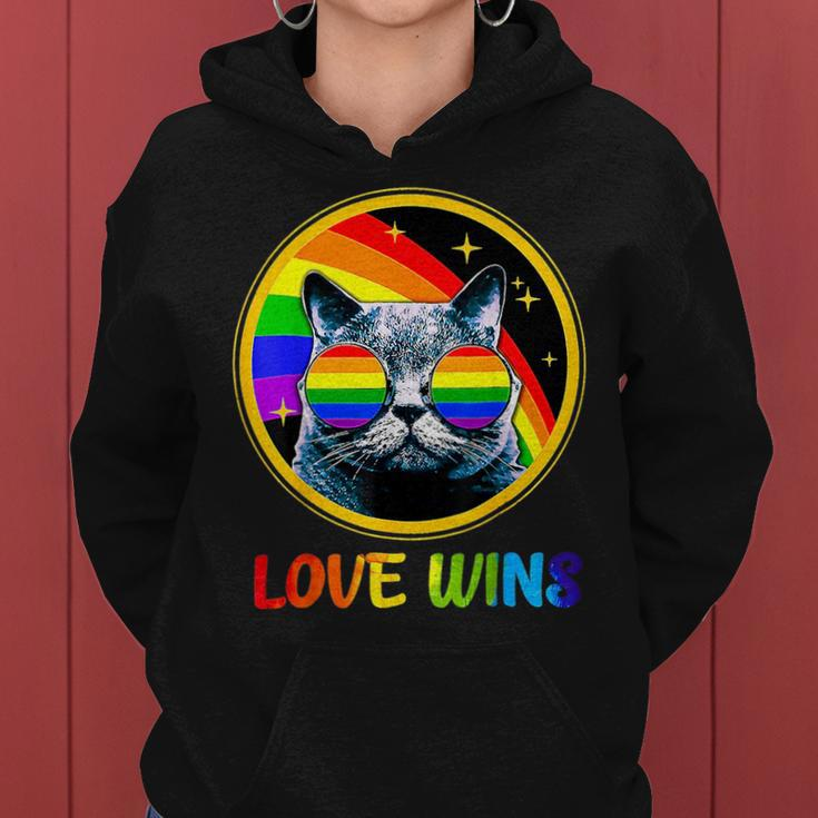 Lgbtq Love Wins Cat Gay Pride Lgbt Ally Rainbow Flag Women Hoodie