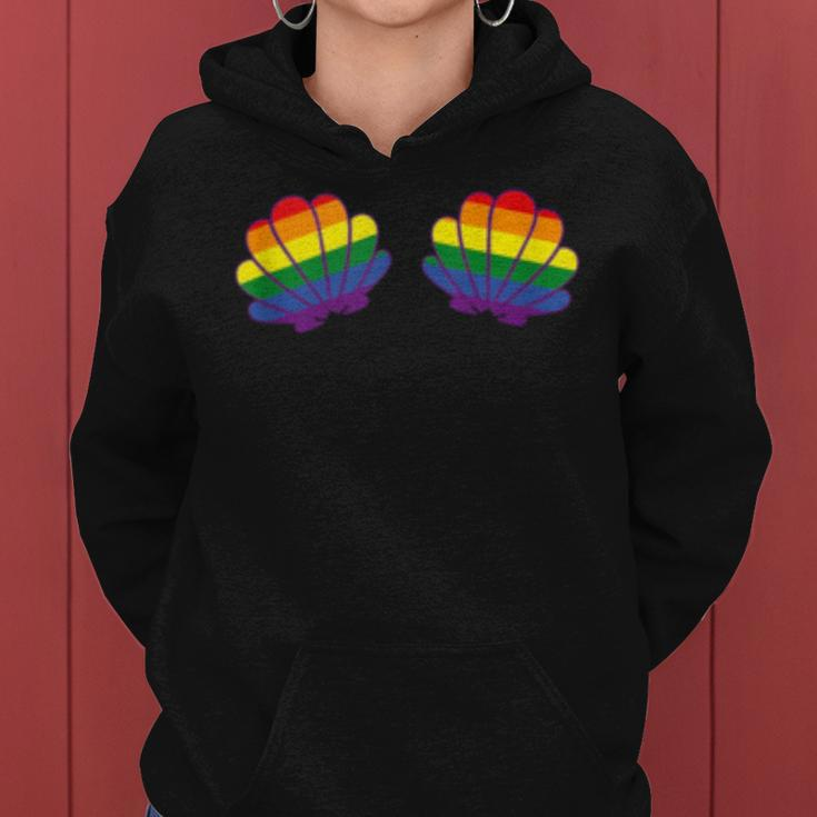 Lgtbq Pride Gay Lesbian Rainbow Flag Mermaid Shell Bra Women Hoodie
