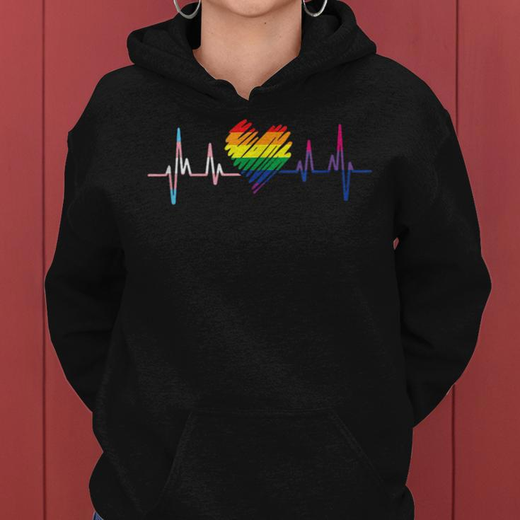 Love Gay Pride Lesbian Lgbt Heartbeat Pulse Nurse Rainbow Women Hoodie