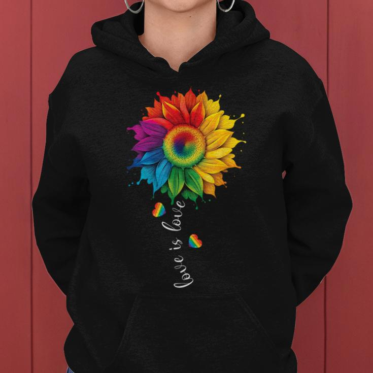 Love Is Love Lgbtq Rainbow Sunflower Gay Pride Women Hoodie