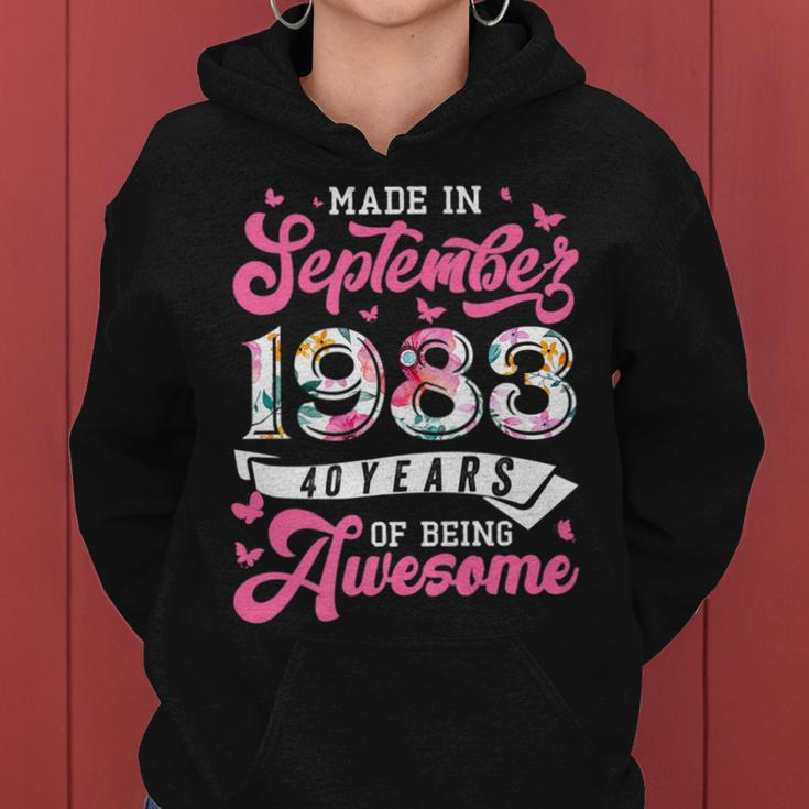 Made In September 1983 Floral 40 Yr Old 40Th Birthday Women Women Hoodie