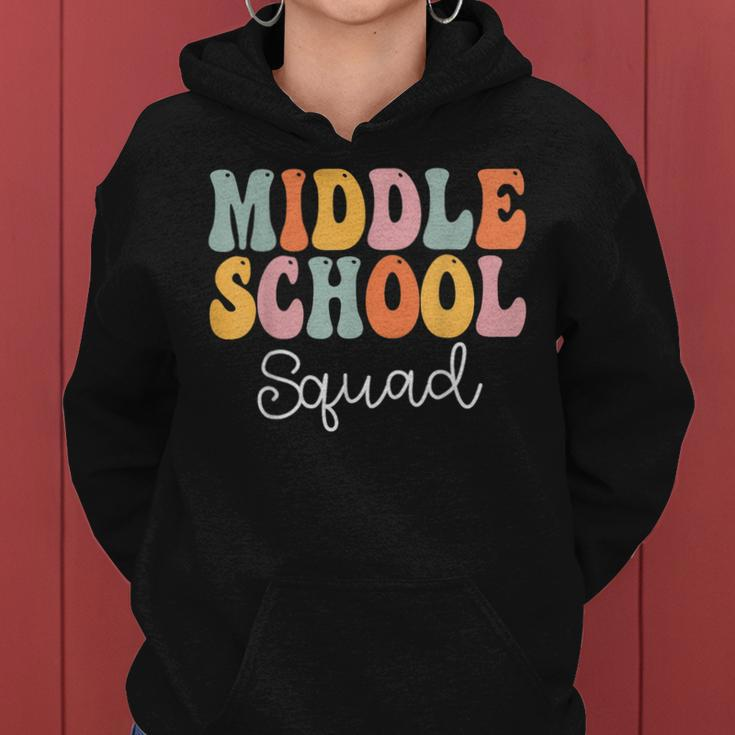 Middle School Squad Retro Groovy Vintage First Day Of School Squad Gifts Women Hoodie