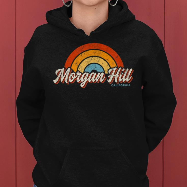 Morgan Hill California Ca Vintage Rainbow Retro 70S Women Hoodie