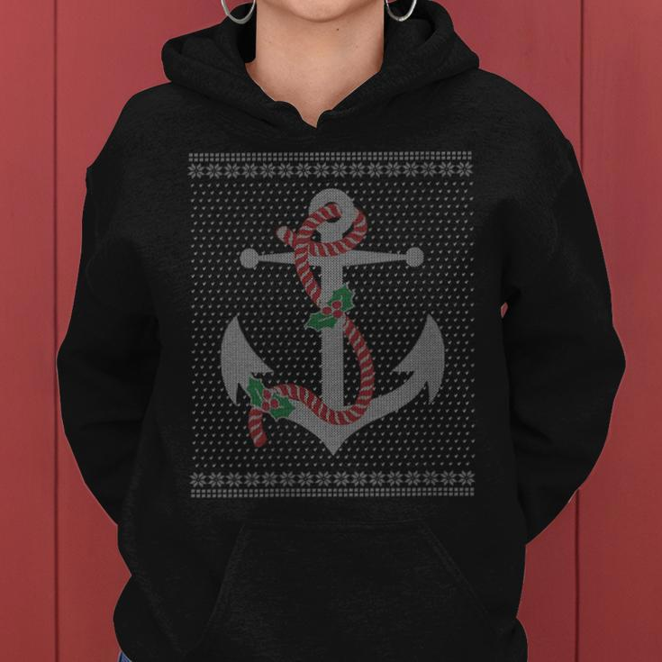 Nautical Anchor Cruise Vacation Ugly Christmas Pattern Women Hoodie