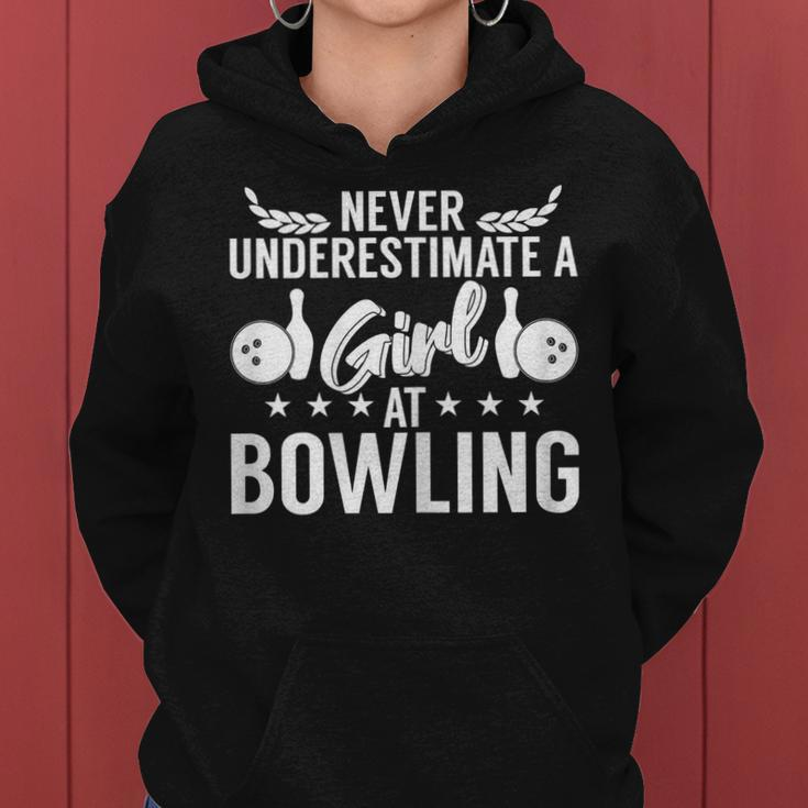 Never Underestimate A Girl At Bowling Funny Bowler Gift For Womens Women Hoodie
