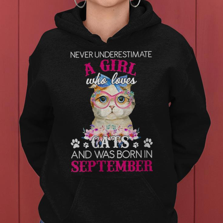 Never Underestimate A Girl Who Love Cat Born In September Gift For Womens Women Hoodie
