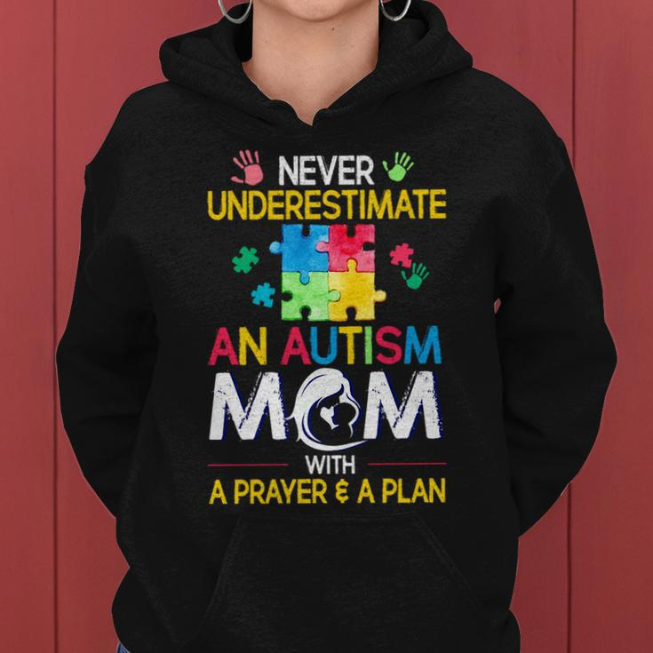 Never Underestimate Autism Mom With Prayer & Plan Women Hoodie