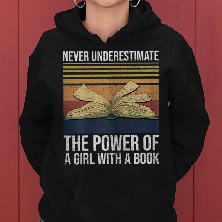 Never Underestimate The Power Of A Girl With A Book Gift Gift For Womens Women Hoodie