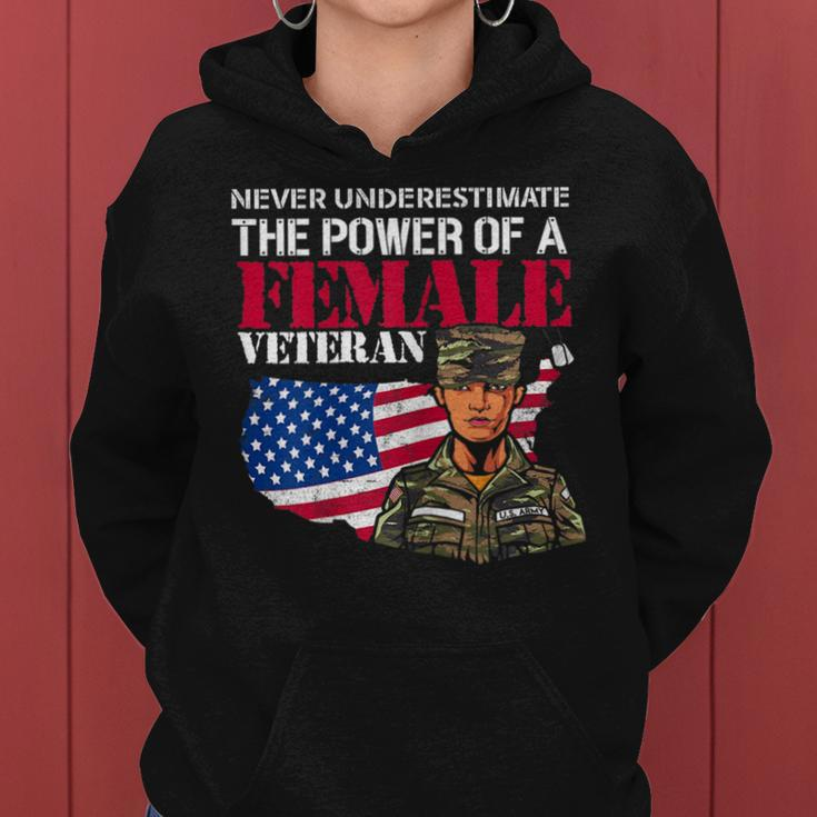 Never Underestimate The Power Of Female Veteran Cool Amazing Gift For Womens Women Hoodie
