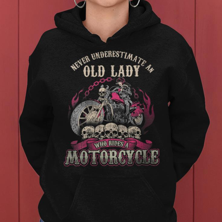 Old Lady Biker Chick Gift Never Underestimate Motorcycle Gift For Womens Women Hoodie