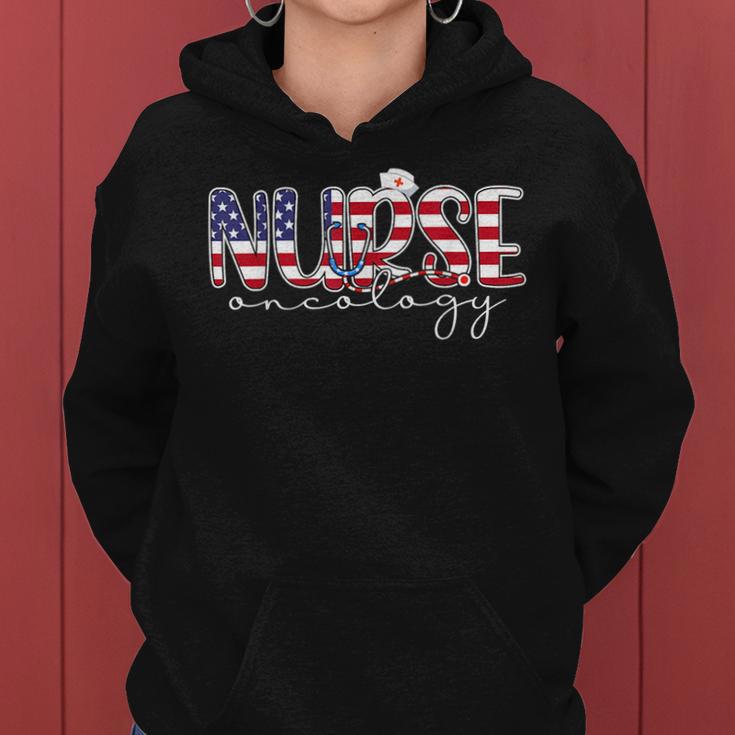 Oncology Nurse 4Th Of July Us Flag Nurse Radiation Oncology Women Hoodie