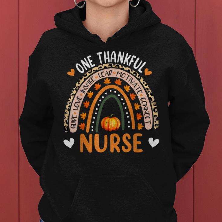 One Thankful Nurse Rainbow Leopard Pumpkin Thanksgiving Women Hoodie