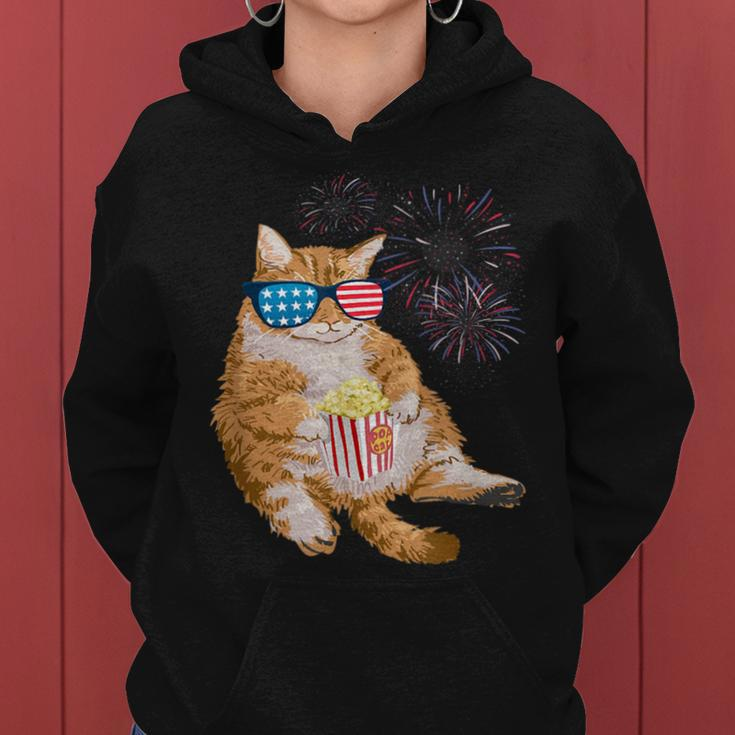 Patriotic Cat 4Th Of July Usa American Flag Women Hoodie