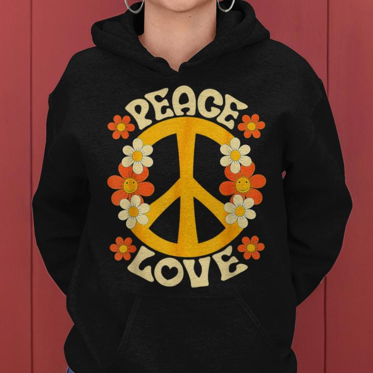 Peace Sign Love 60S 70S 80S Hippie Floral Halloween Girls Women Hoodie