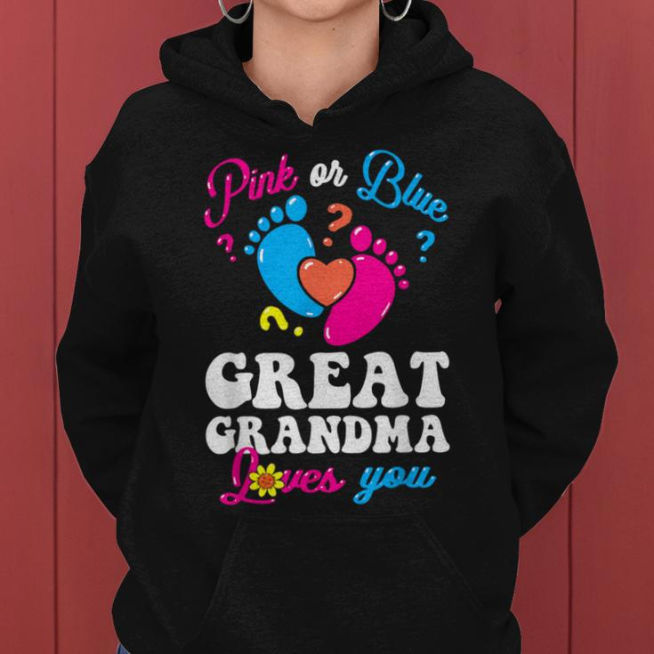 Pink Or Blue Great Grandma Love You Baby Gender Reveal Party Women Hoodie