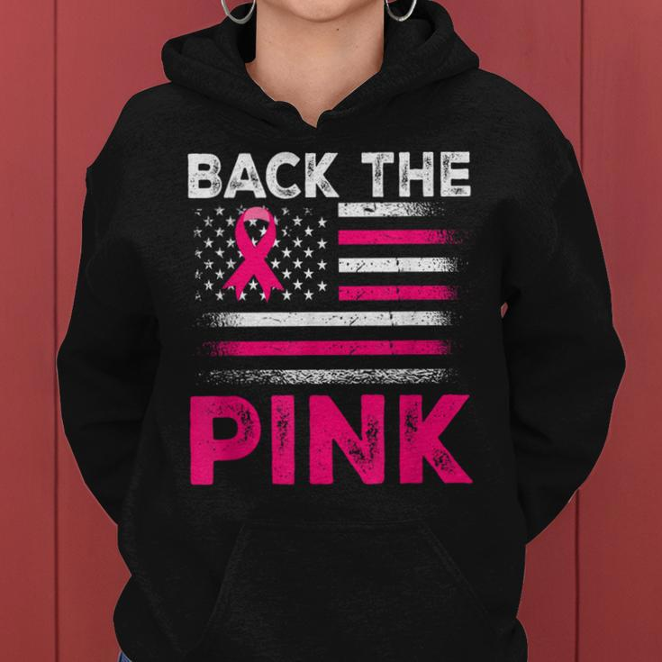 Back The Pink Ribbon Flag Breast Cancer Warrior Women Hoodie