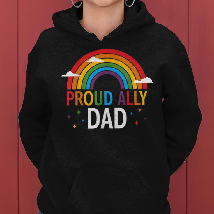Proud Ally Dad Lgbt Vintage Rainbow Gay Pride Daddy Lgbt Women Hoodie