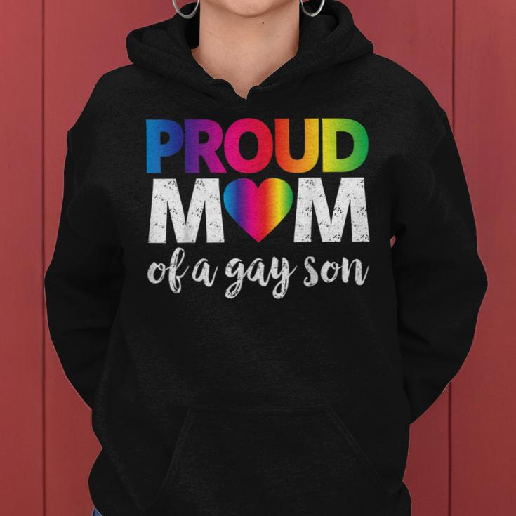 Proud Mom Of A Gay Son Lgbt Pride Month Rainbow Flag Women Hoodie