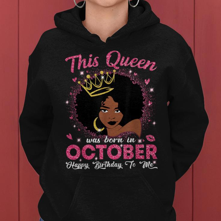 This Queen Was Born In October Birthday Afro Girls Women Hoodie