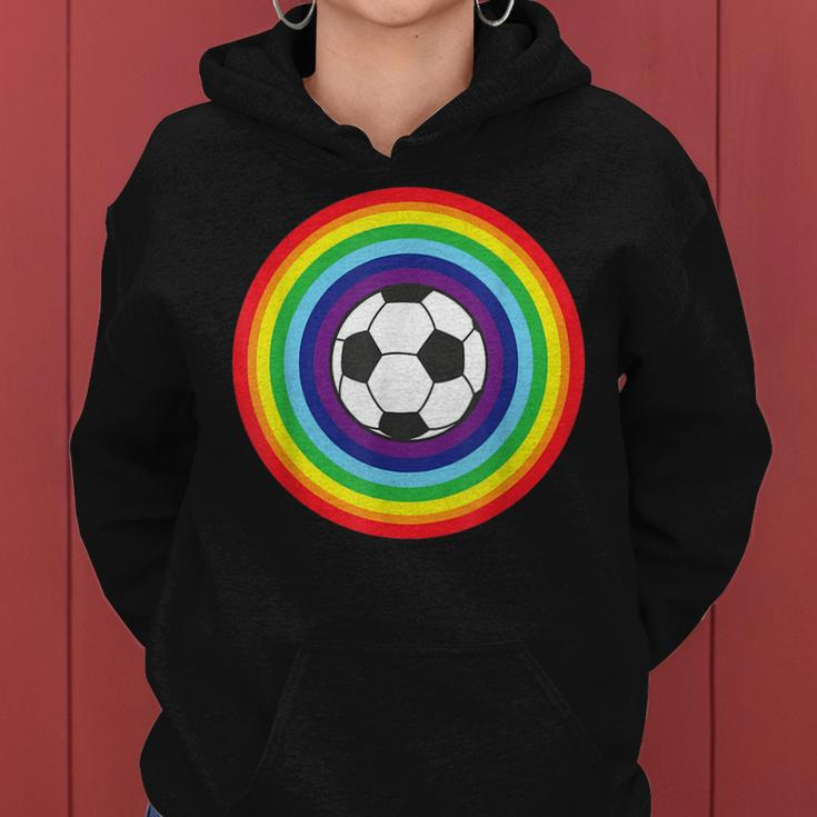 Rainbow Circle Football For Soccer Lover Best Sports Pride Women Hoodie