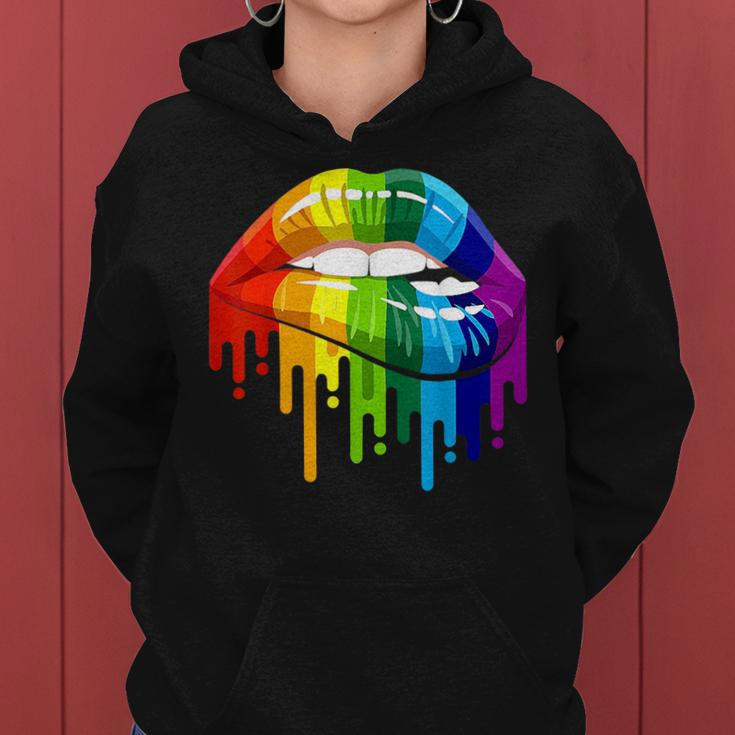 Rainbow Flag Lgbtq Be You Gay Lesbian Pride Bite Your Lip Women Hoodie