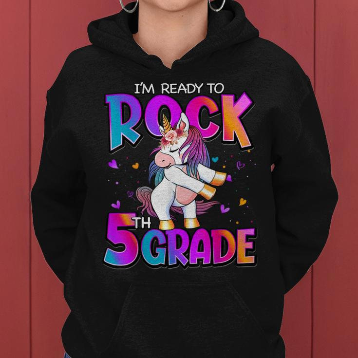 Im Ready To Rock 5Th Grade Unicorn Back To School Girls Women Hoodie