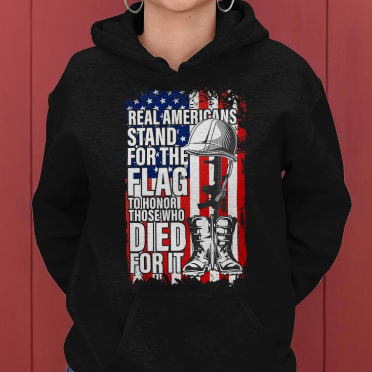 Real Americans Stand For The Flag Shirt Veteran Day Us Women Hoodie