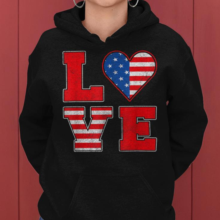 Red White And Blue For Love American Flag Women Hoodie