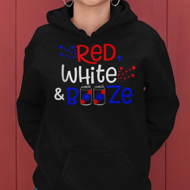 Red White And Booze Funny Adult 4Th Of July Women Hoodie