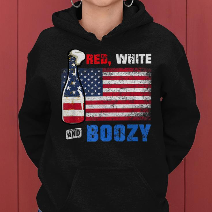 Red White And Boozy 4Th Of July Funny Drinking Women Hoodie
