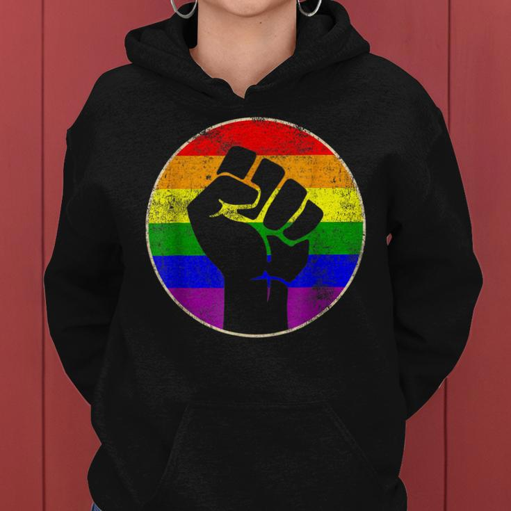 Resist Fist Rainbow Lesbian Gay Lgbt Strength Power & Pride Women Hoodie