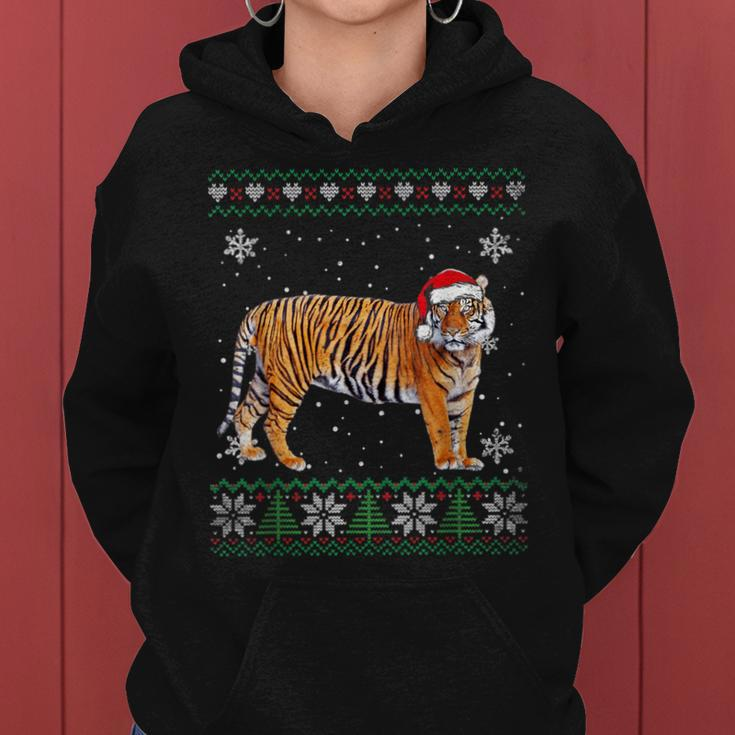 Santa Tiger Ugly Sweater Animals Christmas Pajama Women Hoodie