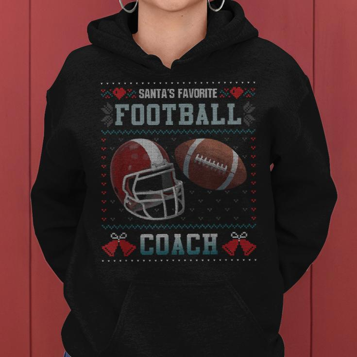 Santas Favorite Football Coach Ugly Christmas Sweater Women Hoodie