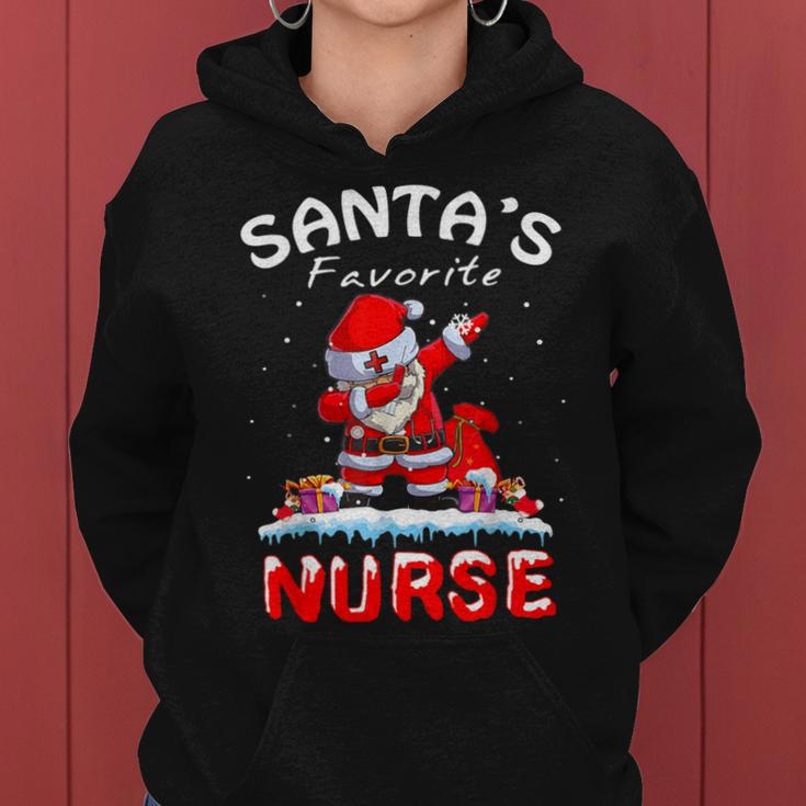 Santa's Favorite Nurse Christmas Dabbing Santa Women Hoodie