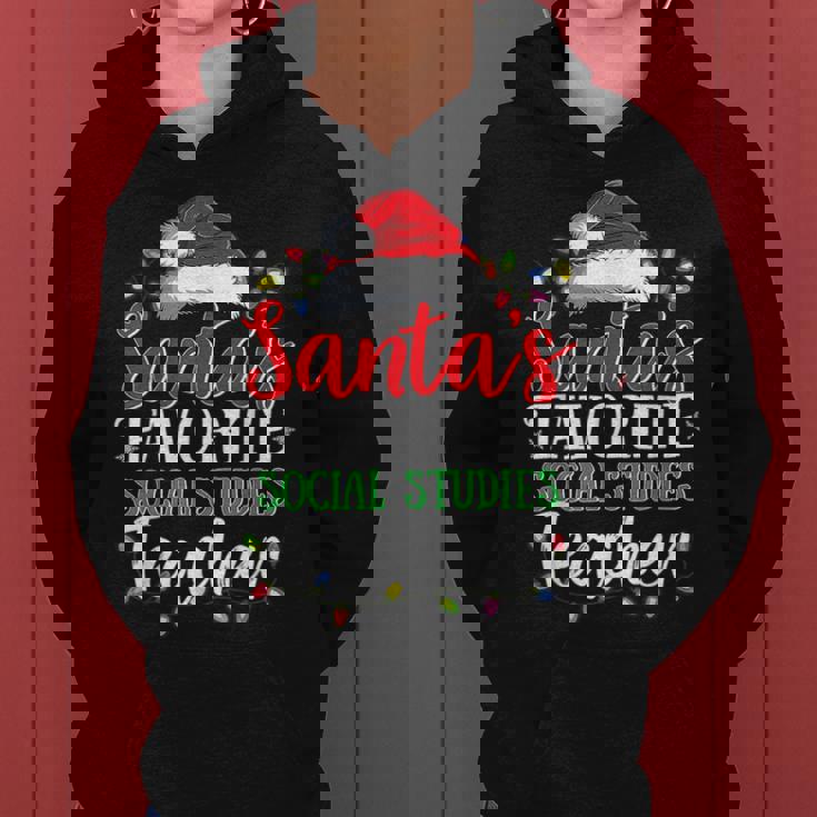 Santas Favorite Social Studies Teacher Christmas Funny Gift Gifts For Teacher Funny Gifts Women Hoodie Santas Favorite Social Studies Teacher Christmas Funny Gift Gifts For Teacher Funny Gifts Women Hoodie