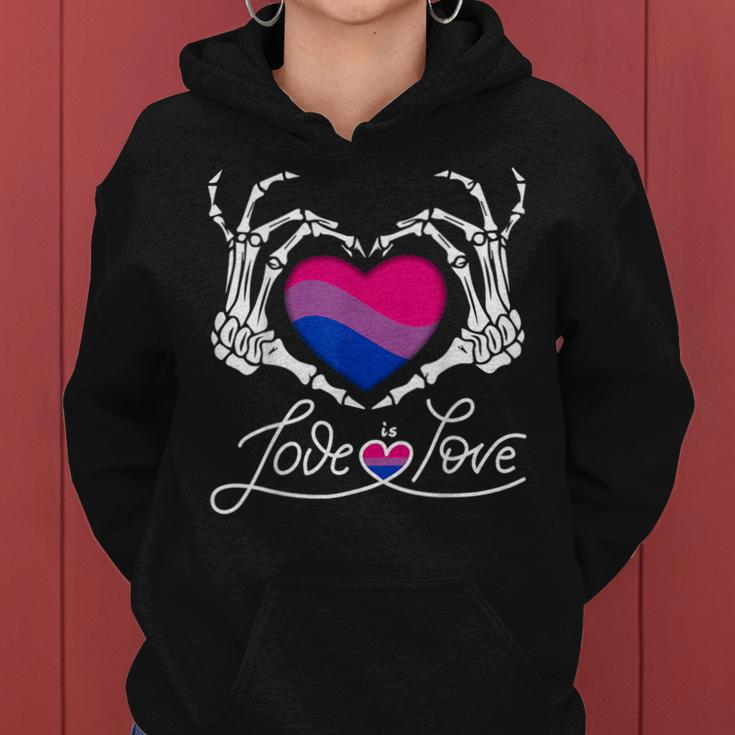 Skeleton Heart Love Is Love Lgbt Bisexual Pride Month Women Women Hoodie
