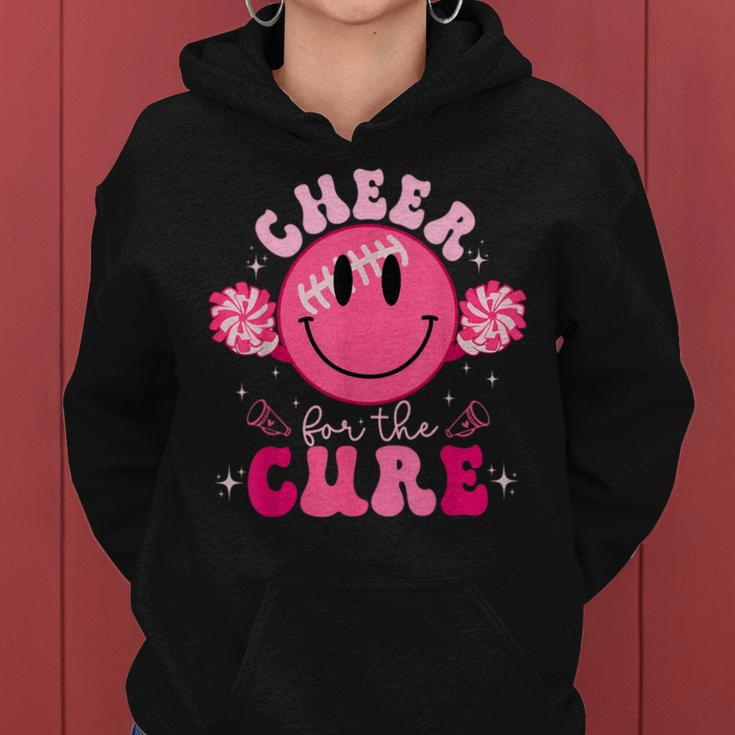 Smile Face Cheer For A Cure Cheerleading Breast Cancer Mom Women Hoodie