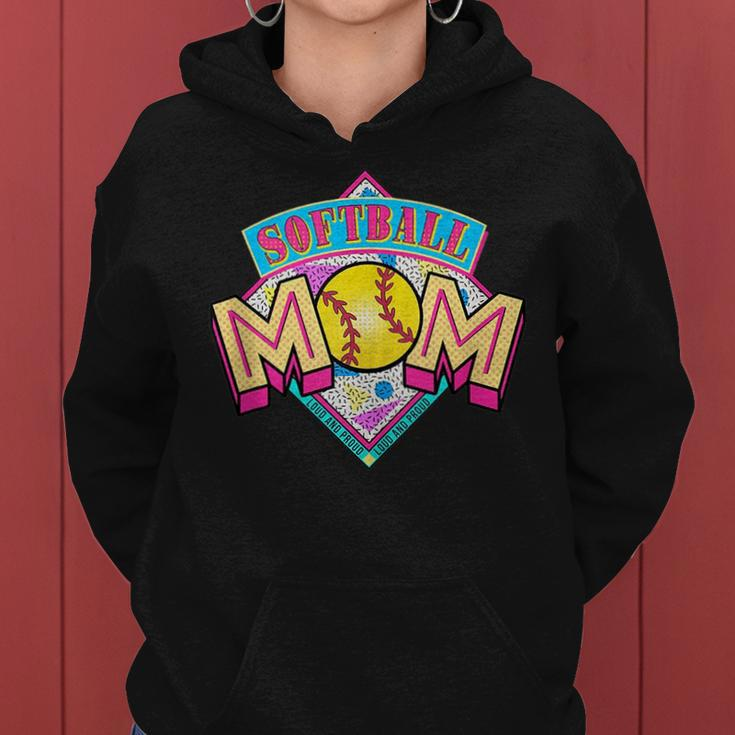 Softball Mom Retro 80S 90S Mothers Day Softball Mama Gifts For Mom Funny Gifts Women Hoodie