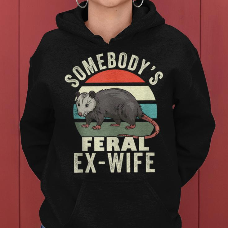 Somebodys Feral Ex Wife Funny Divorce Retro Feral Cat Mom Gifts For Mom Funny Gifts Women Hoodie