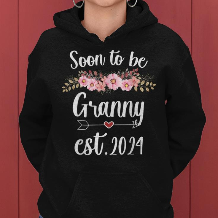 Soon To Be Granny Est 2024 Cute Flower New Mom Baby Reveal Women Hoodie