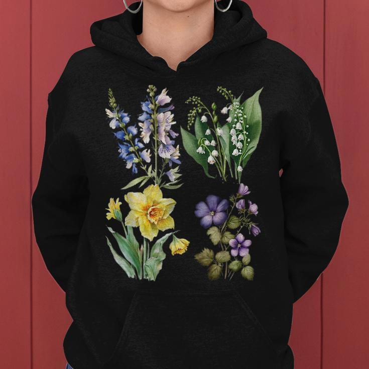 Spring Botanical Flowers Lily Valley Daisy Violet Daffodil Women Hoodie