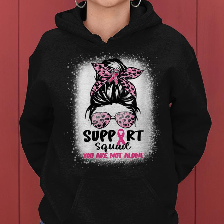 Support Squad Messy Bun Pink Warrior Breast Cancer Awareness Women Hoodie