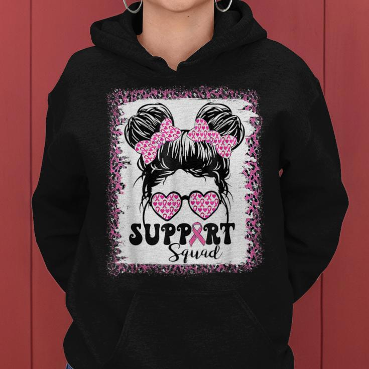 Support Squad Messy Hair Bun Girl Pink Warrior Breast Cancer Women Hoodie
