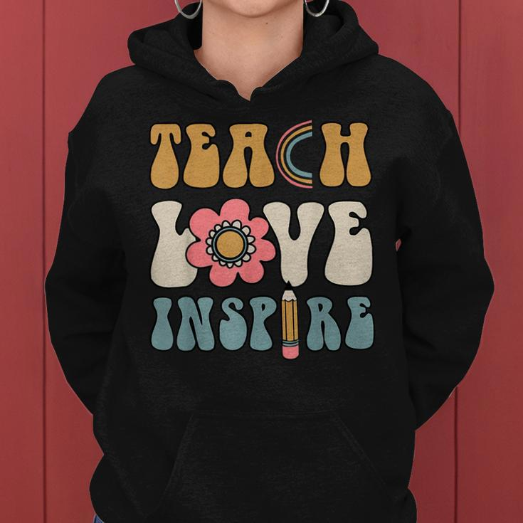 Teach Love Inspire Back To School Cute Teacher Women Hoodie
