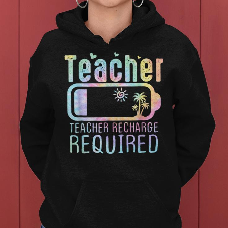 Teacher Summer Recharge Required Outfit Teacher Ener Tie Dye Women Hoodie