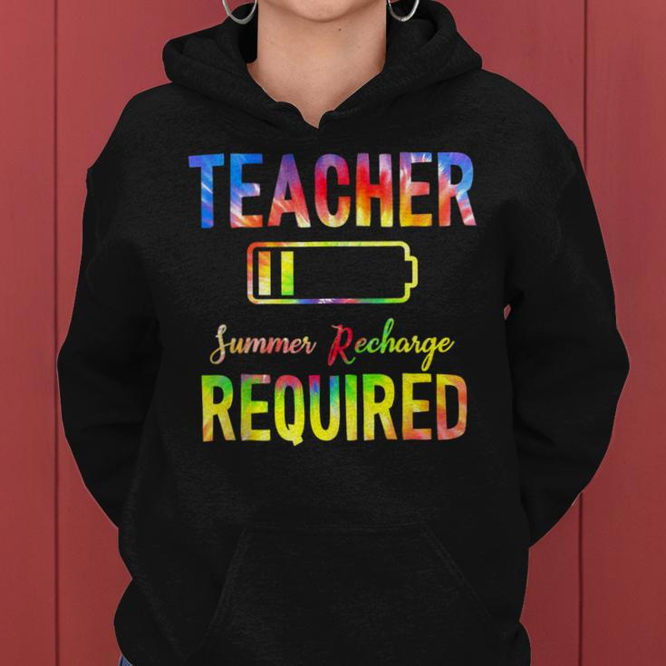 Teacher Summer Recharge Required Tie Dye Teacher Vacation Women Hoodie