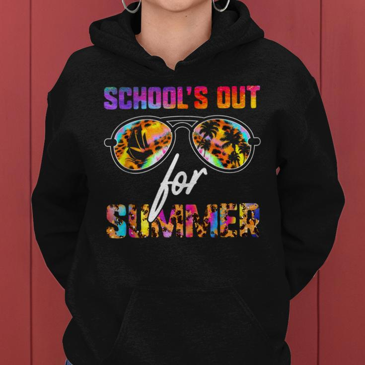 Teacher Vacation Leopard Tie Dye Schools Out For Summer Women Hoodie