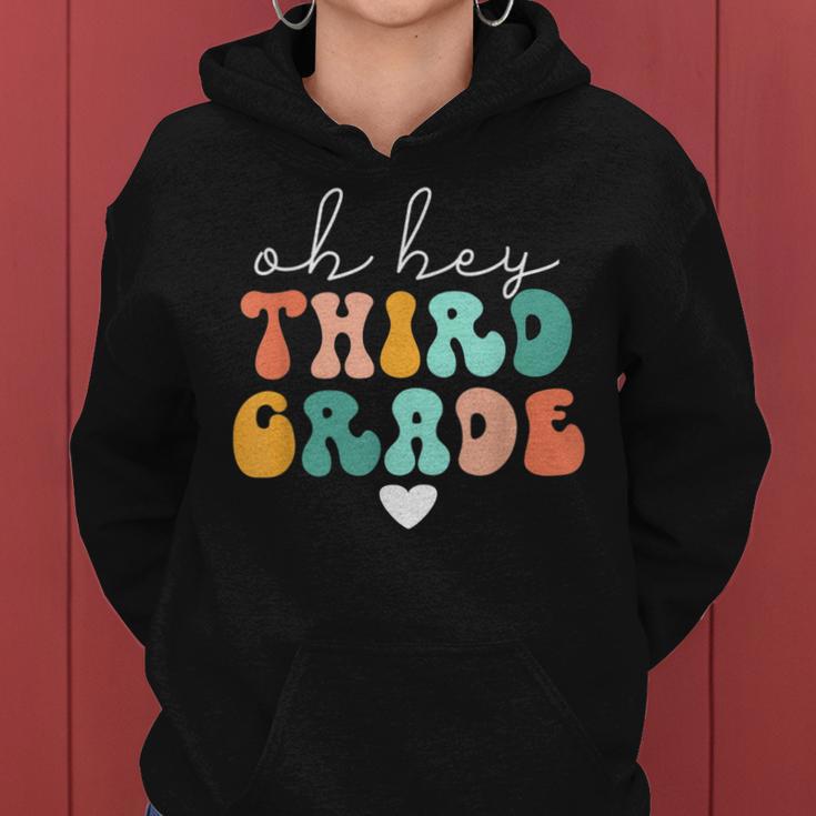 Teachers Vintage Groovy Back To School Oh Hey 3Rd Grade Women Hoodie