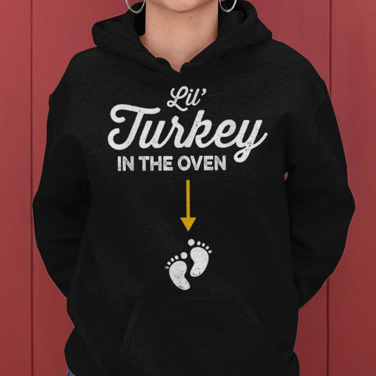 Thanksgiving Pregnancy New Mom Lil Turkey In The Oven Women Hoodie